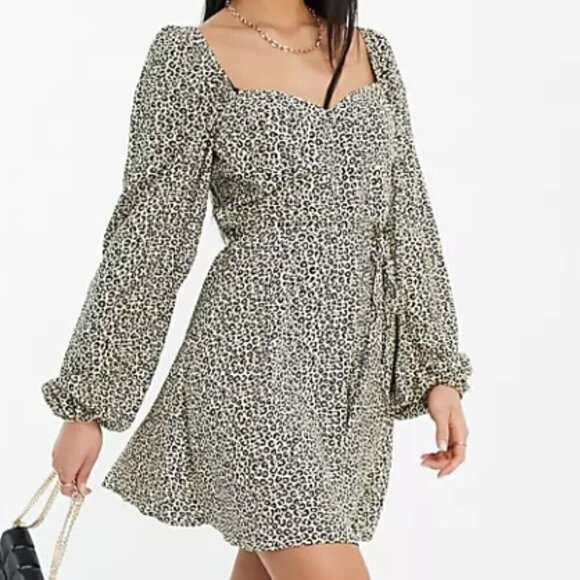 ASOS Women's Size 6 (UK 10) Cream Animal Print Milkmaid Corset Mini Dress - Picture 1 of 16